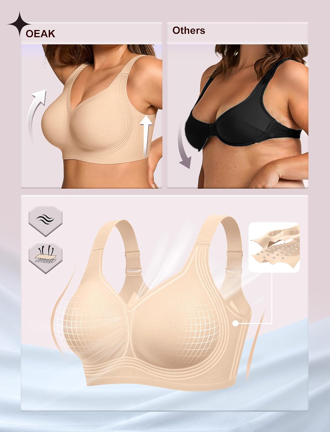 HaloFrom Seamless Jelly Support Wireless Bra